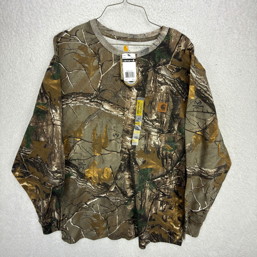 Carhartt Long Sleeve Pocket T-Shirt Mens Large K285 977 Realtree Xtra Camo NWT